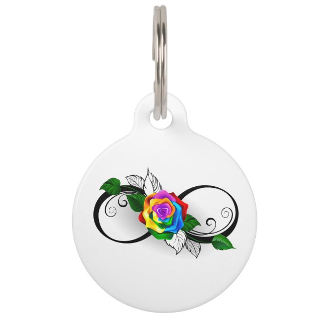 Infinity Symbol with Rainbow Rose Pet Tag (Front)