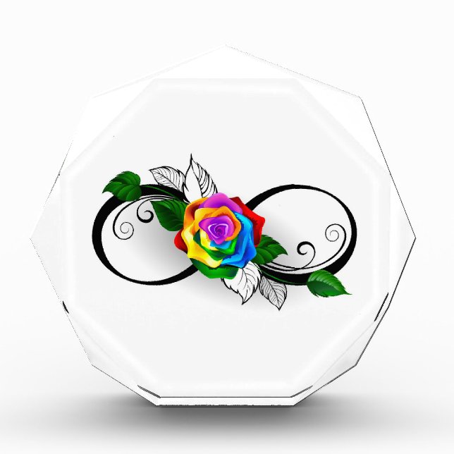 Infinity Symbol with Rainbow Rose Photo Block (Front)