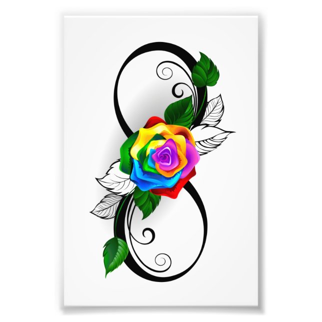 Infinity Symbol with Rainbow Rose Photo Print (Front)