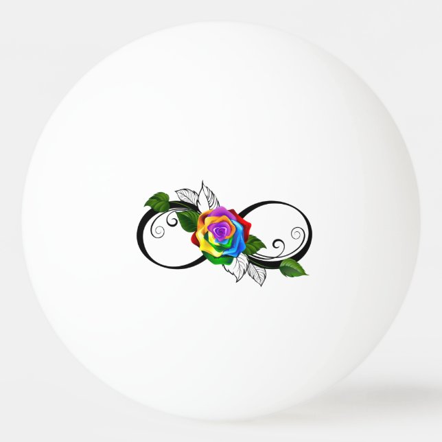 Infinity Symbol with Rainbow Rose Ping Pong Ball (Front)