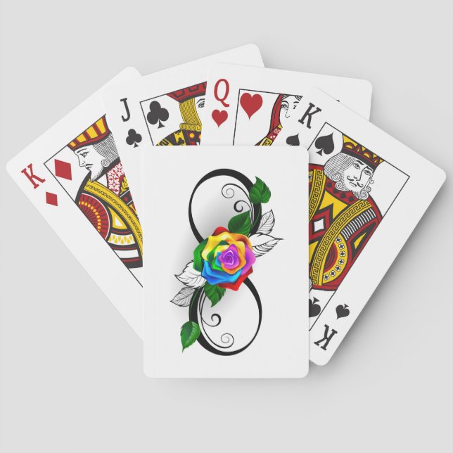 Infinity Symbol with Rainbow Rose Playing Cards (Back)