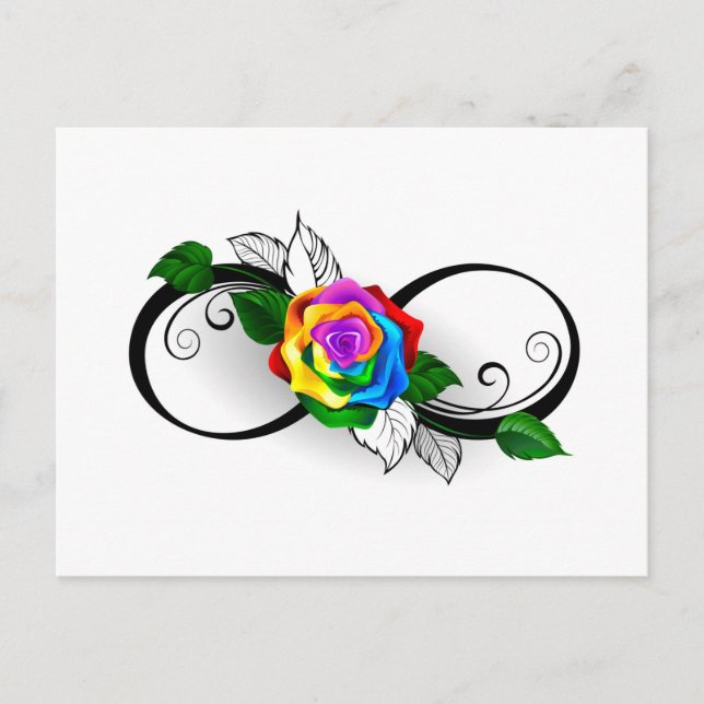 Infinity Symbol with Rainbow Rose Postcard (Front)