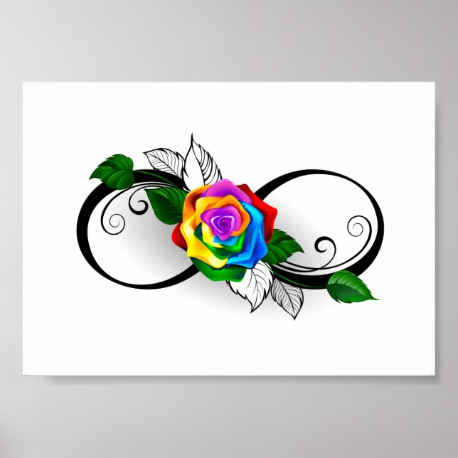 Infinity Symbol with Rainbow Rose Poster (Front)