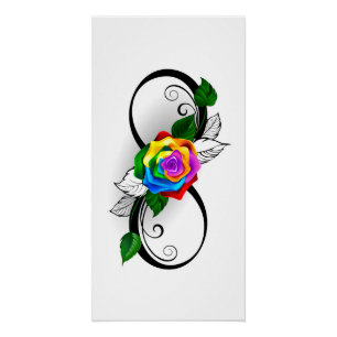 Infinity Symbol with Rainbow Rose Poster