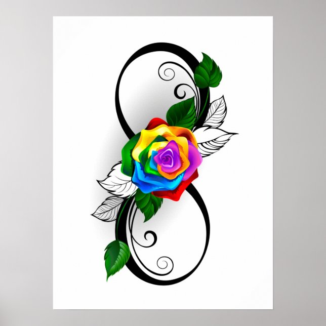 Infinity Symbol with Rainbow Rose Poster (Front)