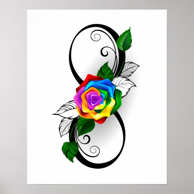 Infinity Symbol with Rainbow Rose Poster (Front)
