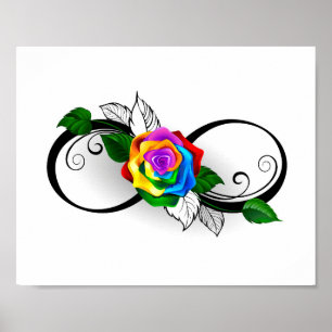 Infinity Symbol with Rainbow Rose Poster