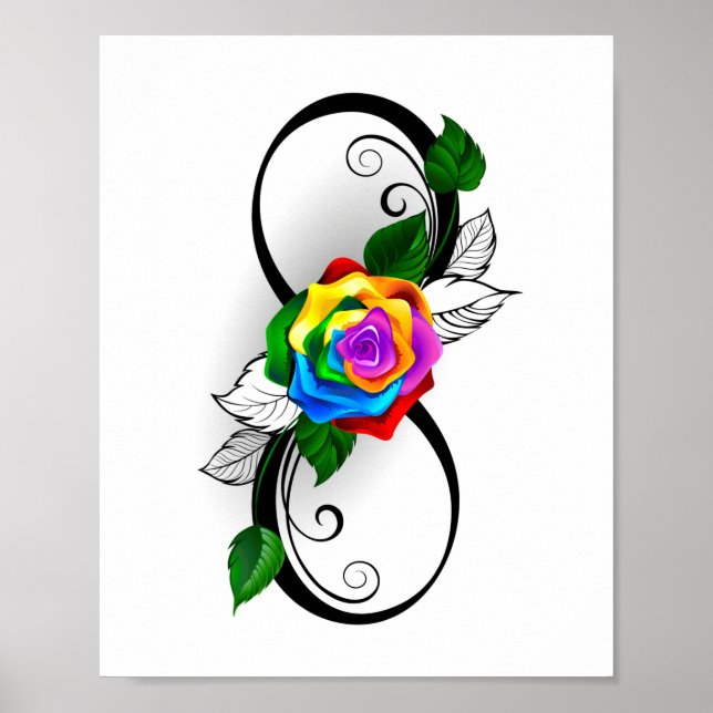 Infinity Symbol with Rainbow Rose Poster (Front)