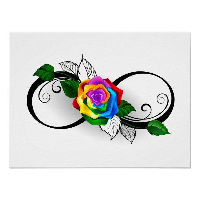 Infinity Symbol with Rainbow Rose Poster (Front)