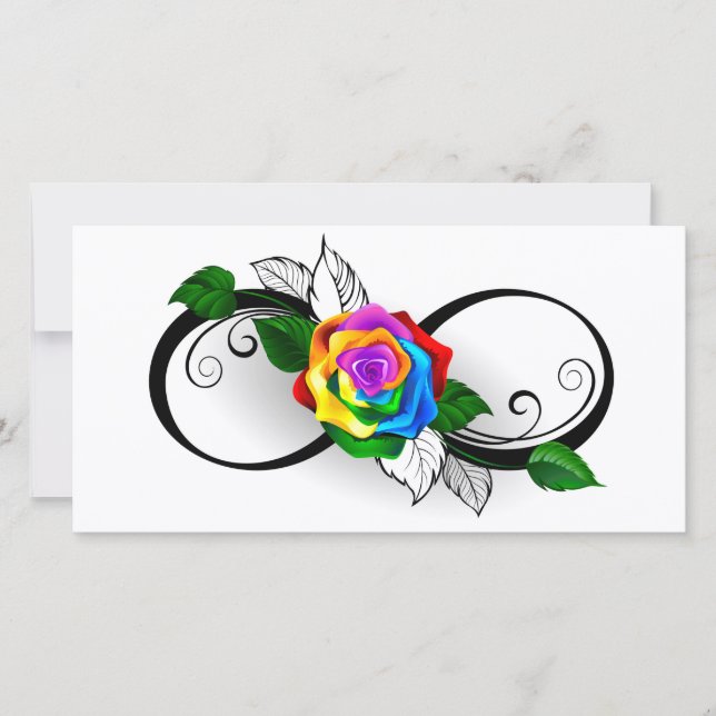 Infinity Symbol with Rainbow Rose Save The Date (Front)