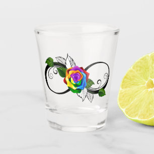 Infinity Symbol with Rainbow Rose Shot Glass