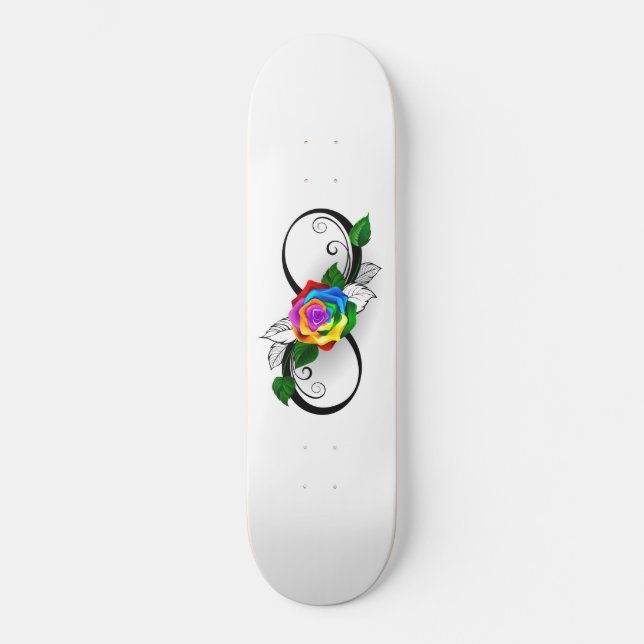 Infinity Symbol with Rainbow Rose Skateboard (Front)