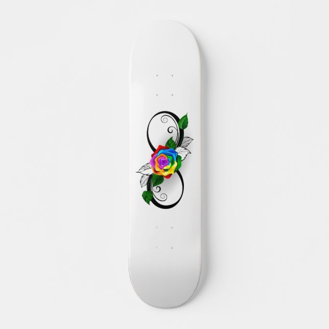 Infinity Symbol with Rainbow Rose Skateboard (Front)