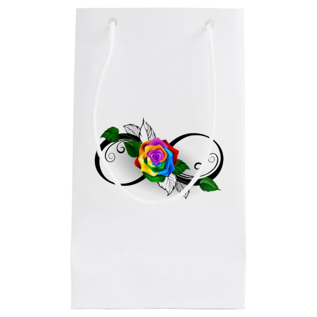 Infinity Symbol with Rainbow Rose Small Gift Bag (Front)
