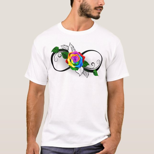 Infinity Symbol with Rainbow Rose T-Shirt (Front)