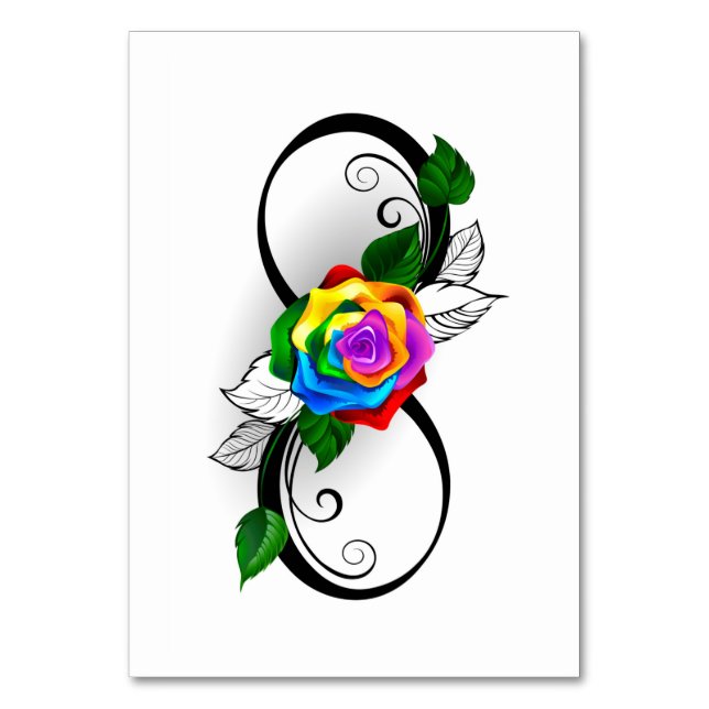 Infinity Symbol with Rainbow Rose Table Number (Front)