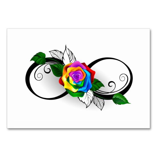 Infinity Symbol with Rainbow Rose Table Number (Front)