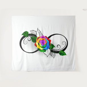 Infinity Symbol with Rainbow Rose Tapestry