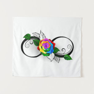 Infinity Symbol with Rainbow Rose Tapestry