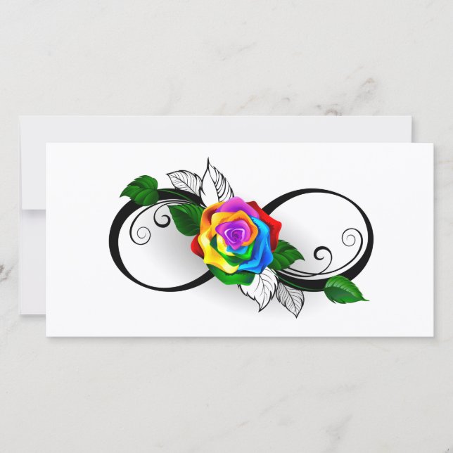 Infinity Symbol with Rainbow Rose Thank You Card (Front)
