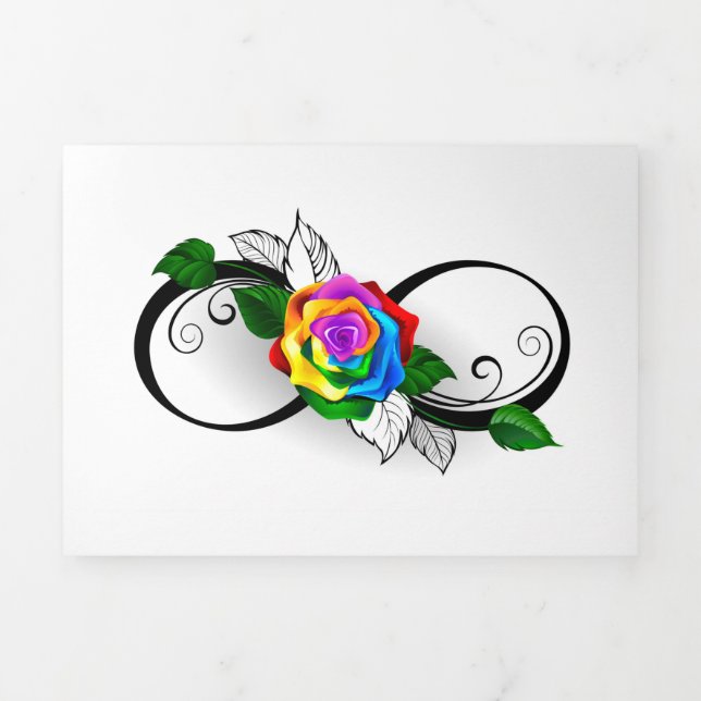 Infinity Symbol with Rainbow Rose Tri-Fold Holiday Card (Cover)