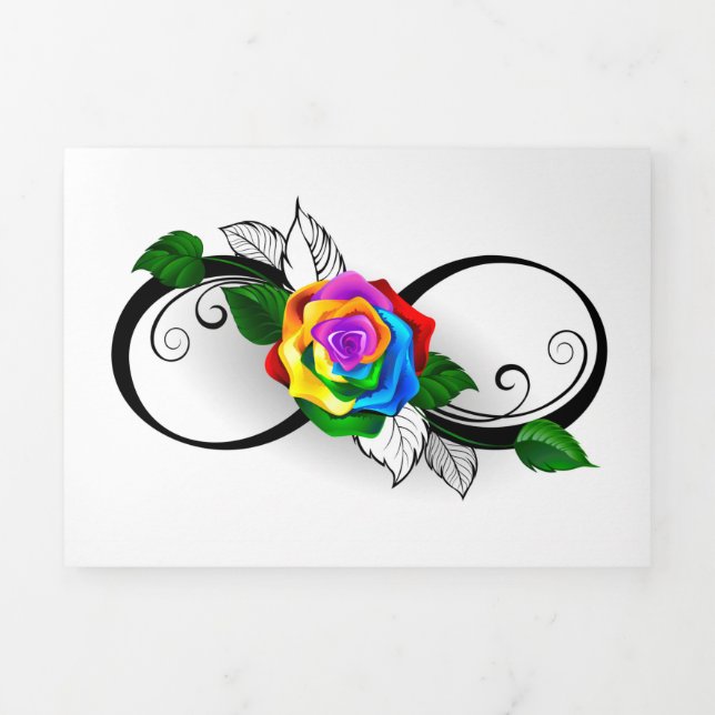 Infinity Symbol with Rainbow Rose Tri-Fold Invitation (Cover)