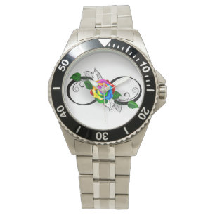 Infinity Symbol with Rainbow Rose Watch