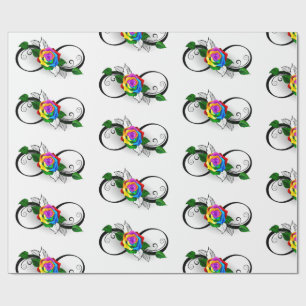 Infinity Symbol with Rainbow Rose Wrapping Paper