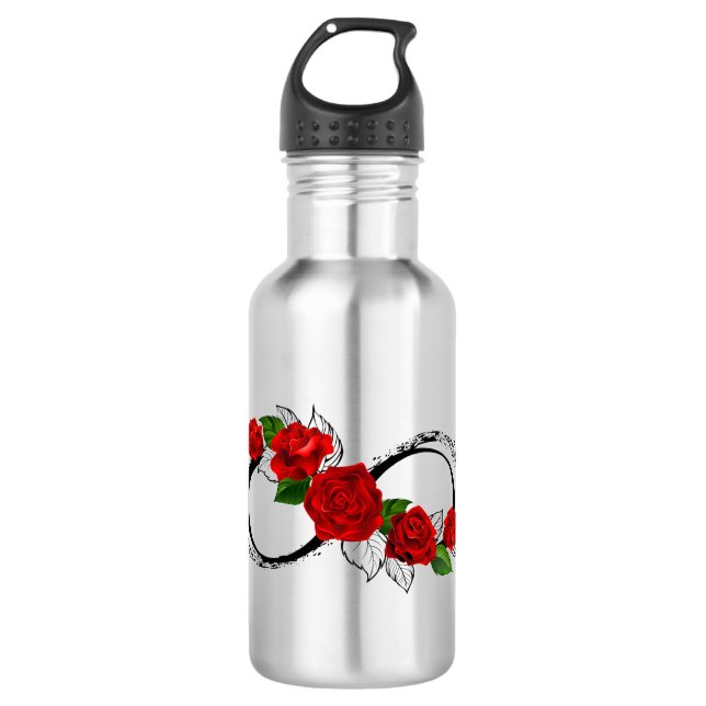Infinity Symbol with Red Roses 532 Ml Water Bottle (Front)