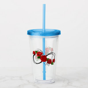 Infinity Symbol with Red Roses Acrylic Tumbler