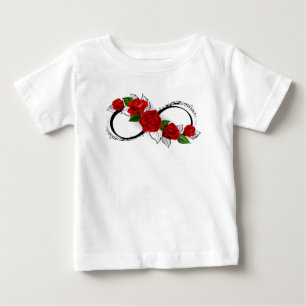 Infinity Symbol with Red Roses Baby T-Shirt