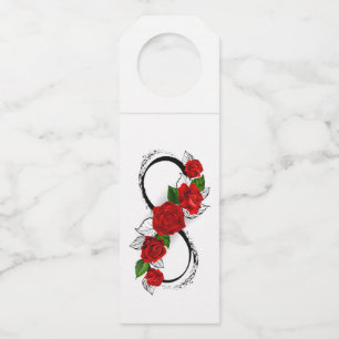 Infinity Symbol with Red Roses Bottle Tag