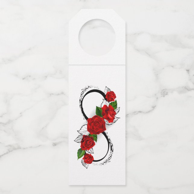Infinity Symbol with Red Roses Bottle Tag (Front)