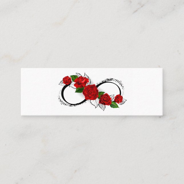 Infinity Symbol with Red Roses Calling Card (Front)