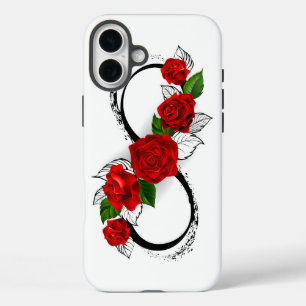 Infinity Symbol with Red Roses iPhone 16 Plus Case
