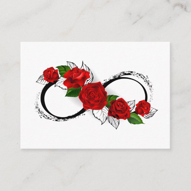 Infinity Symbol with Red Roses Enclosure Card (Front)