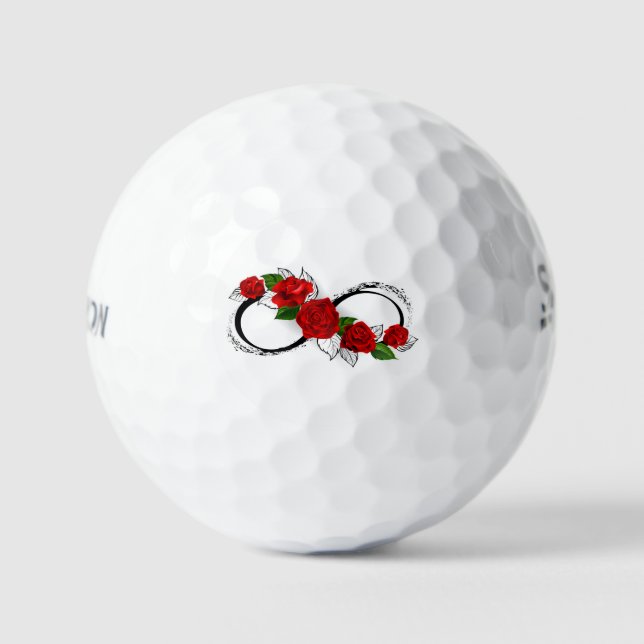 Infinity Symbol with Red Roses Golf Balls (Front)