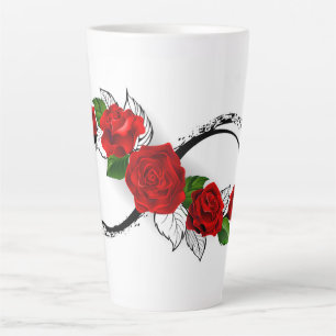 Infinity Symbol with Red Roses Latte Mug