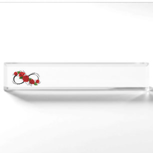Infinity Symbol with Red Roses Nameplate