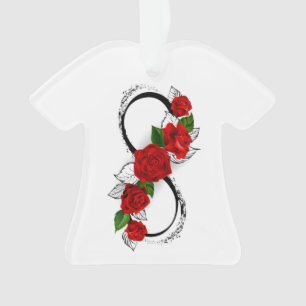 Infinity Symbol with Red Roses Ornament