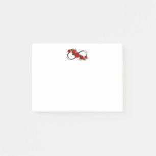 Infinity Symbol with Red Roses Post-it Notes