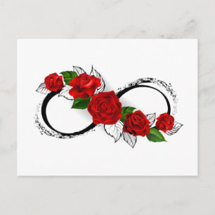 Infinity Symbol with Red Roses Postcard