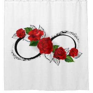 Infinity Symbol with Red Roses Shower Curtain