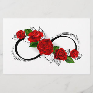 Infinity Symbol with Red Roses Stationery