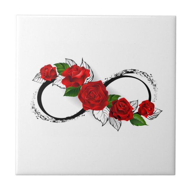 Infinity Symbol with Red Roses Tile (Front)