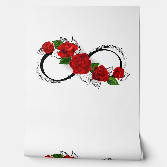Infinity Symbol with Red Roses Wallpaper (Unrolling)