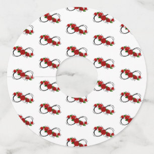 Infinity Symbol with Red Roses Wine Glass Tag