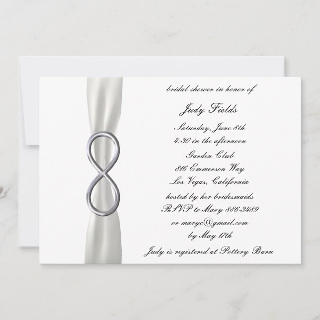 Infinity White Wedding Bridal Shower Invitation (Front)