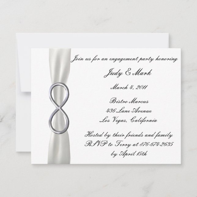Infinity White Wedding Engagement Party Invitation (Front)