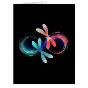 Infinity with glowing dragonflies